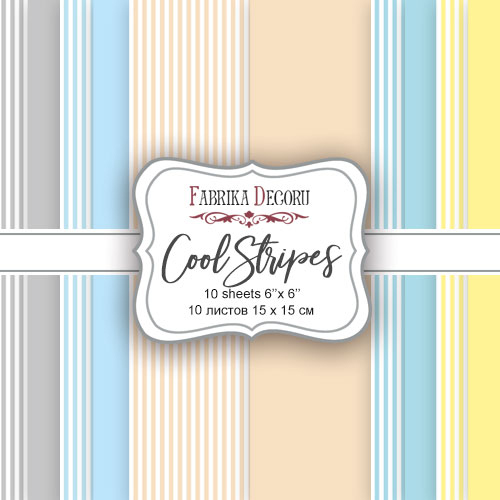 Skrapbukinga papīra kolekcija "Cool Stripe", 15x15cm, 200g/ m2, 10 divpusējas loksnes