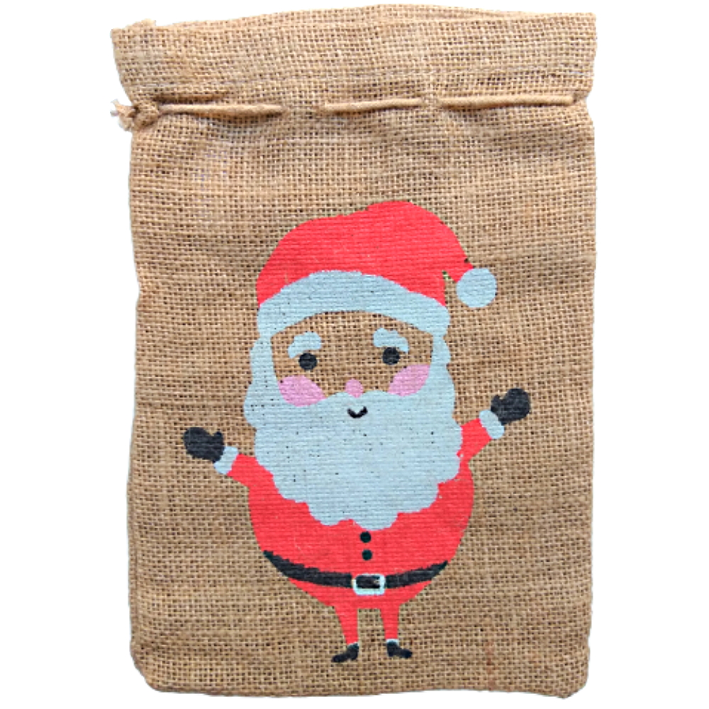 Džutas dāvanu maisiņš "Ziemassvētku vecītis", 17x25 cm, ZS, 100% džuta, ZS