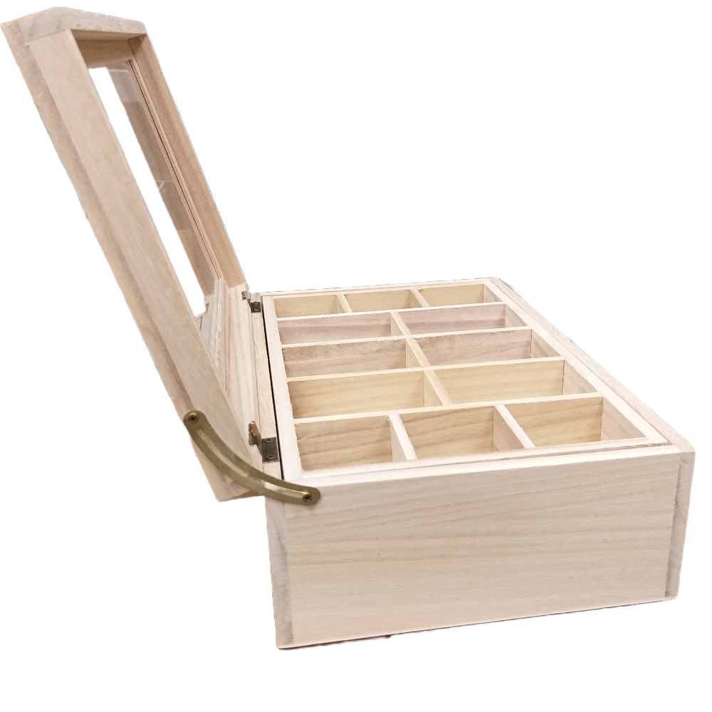 Koka kaste ar nodalījumiem, divi līmeņi, 28x22x9 cm