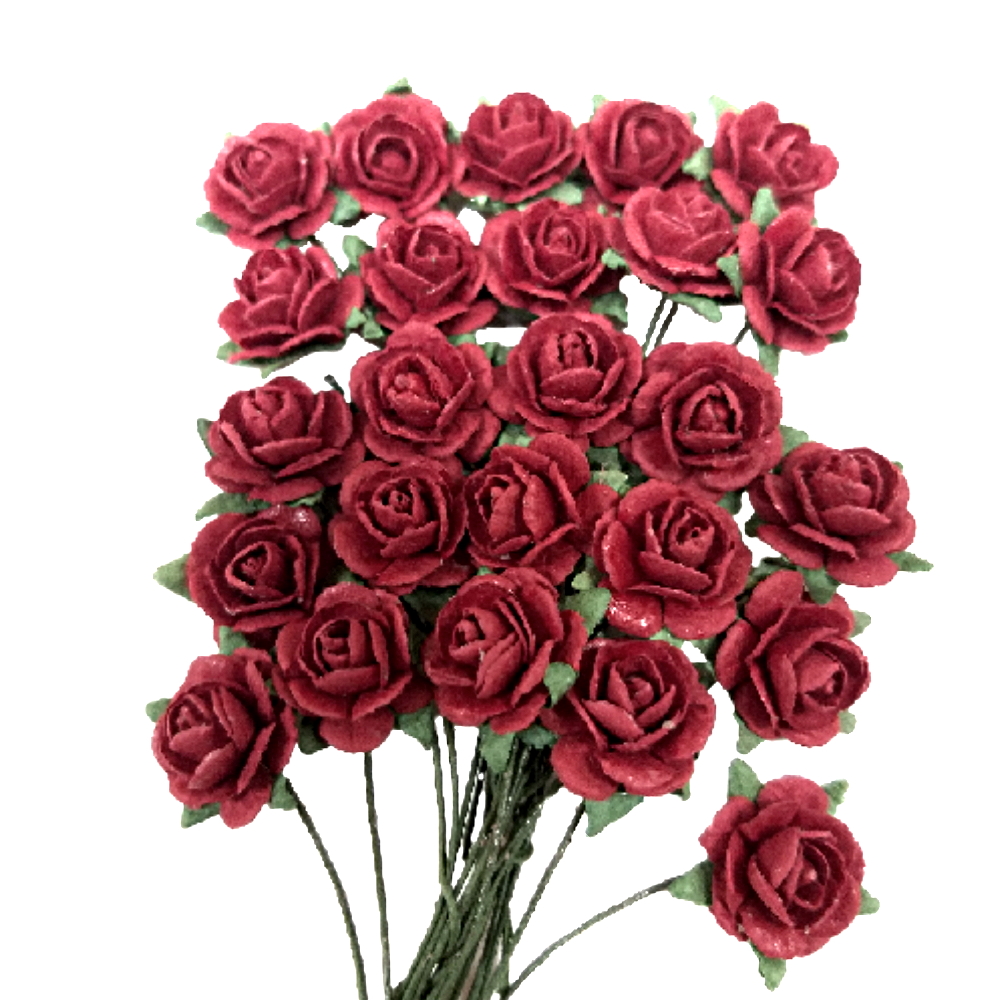 Paper roses D 15 mm 25 pcs. Red