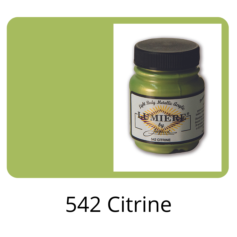Metāliska krāsa "Lumiere" #542 audumam, ādai, kokam, papīram, 66.54 ml, citrīna zaļš