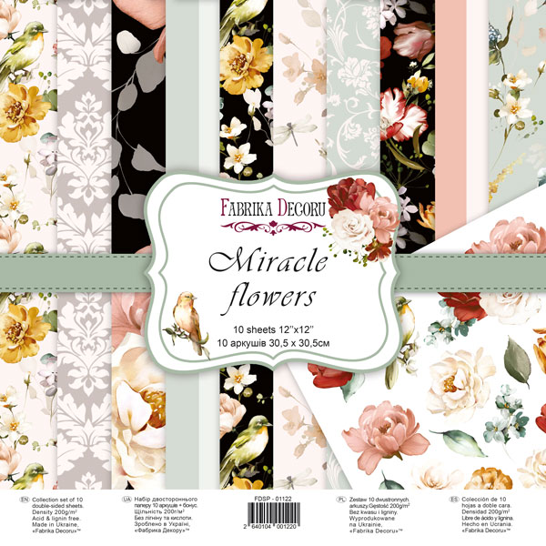Scrapbooking paper collection Miracle flowers 30.5x30.5cm 200g m2
