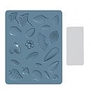 Elastic silicone bakeable mold for polymer clay "Flowers", 9.5x12.4cm + squeegee