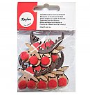 Decorative wooden Christmas deers, painted, with self-adhesive point, 3.8x3.5cm, 9 pcs., ZS