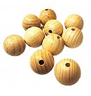 Деревянные шарики D:20 мм, с отверстием D:4 мм с одной стороны, 10 шт.