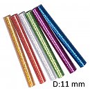 Цветные клеевые стержни с блестками, D:11 мм, длина 10 cм, 6 шт.