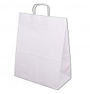 Papīra maisiņš ar vītiem rokturiem, gluds, 30.5x17x42.5 cm, blīvums 100 g/ m2, balts