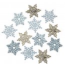 Krāsaini koka dekori "Sniegpārslas" ar pašlīmējošo punktu, D:4 cm, 12 gab., ZS