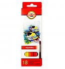 Комплект цветных акварельных карандашей "FISH", шестигранный корпус, 18 цветов