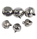 Decorative-Metal bells(spherical), 0.7cm + 1cm, 48 pcs, silver