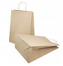 Бумажный пакет с закрученными ручками, гладкий, 30.5x17x42.5 cм, плотность 90 г/ м2, коричневый