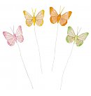 Бабочка-перо, 6х5см, оранжевая, зеленая, розовая, желтая, в коробке по 4 шт.