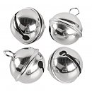 Decorative-Metal bells (spherical), D:24 mm, 4 pcs, platinum